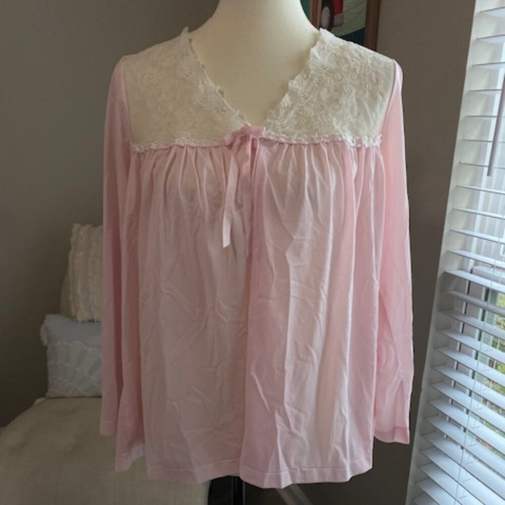 WOMENS VINTAGE 60S VANITY FAIR PALE PINK PAJAMA SET SZ LARGE